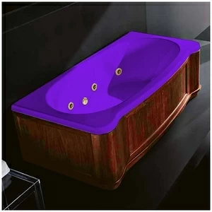 Ванна Gruppo treesse New Classic Young STD-V6747-DX-WO-FZ фиолетовая с золотой фурнитурой и гидромассажем прямоугольная правая деревянная панель орех