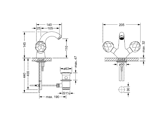 Смеситель для раковины на одно отверстие ½" JOERGER Belledorновинка 631.10.300.000-AA - Вид №1