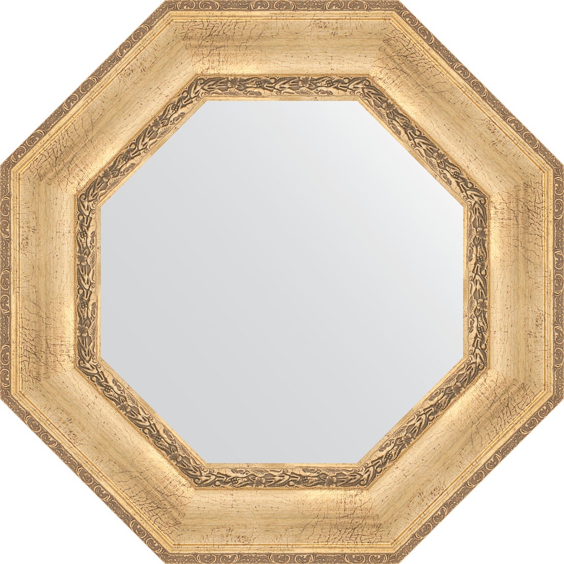 BY 7390 Зеркало в багетной раме - состаренное серебро с орнаментом 120 mm EVOFORM Octagon