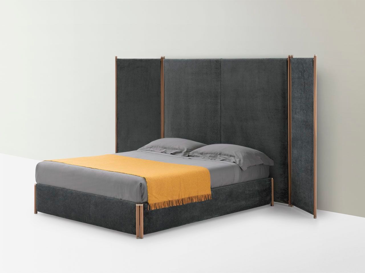 Двуспальная кровать из ткани с высоким изголовьем Pianca BRICOLA ARCH-00092065 - Вид №1