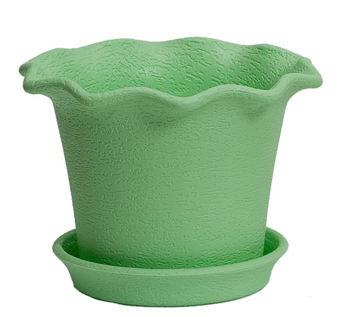 401-1 Горшок д/цветов с поддоном Le Fleur d=11,5 0.5 Л. Зеленый Цветочная коллекция 