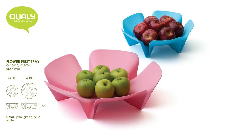 QL10041-BU Ваза для фруктов flower голубая Qualy  - Вид №4