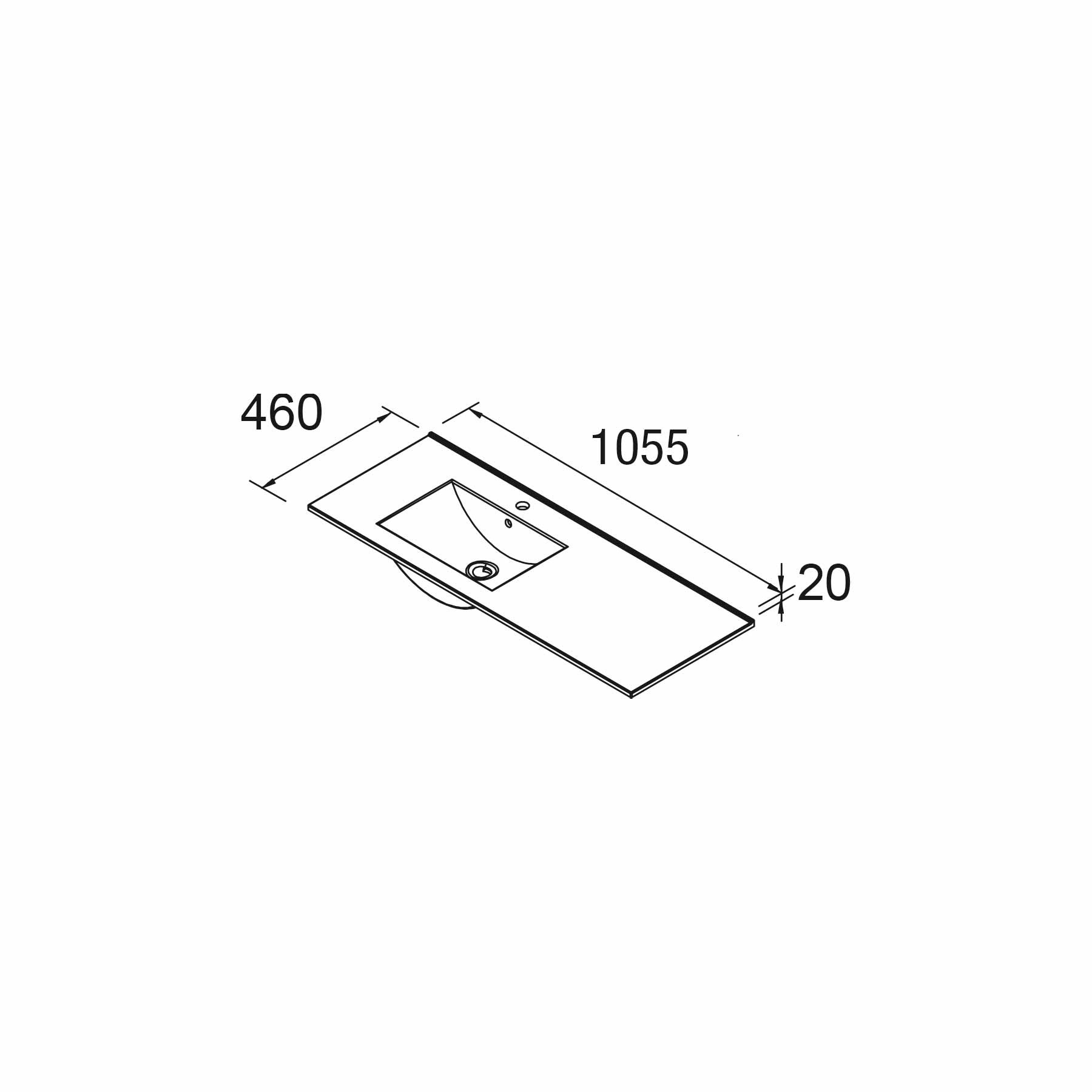 21092 SALGAR Раковина IBERIA 1055 тумба для хранения справа БЕЛЫЙ ФАРФОР 1055 x 20 x 460 мм  - Вид №3