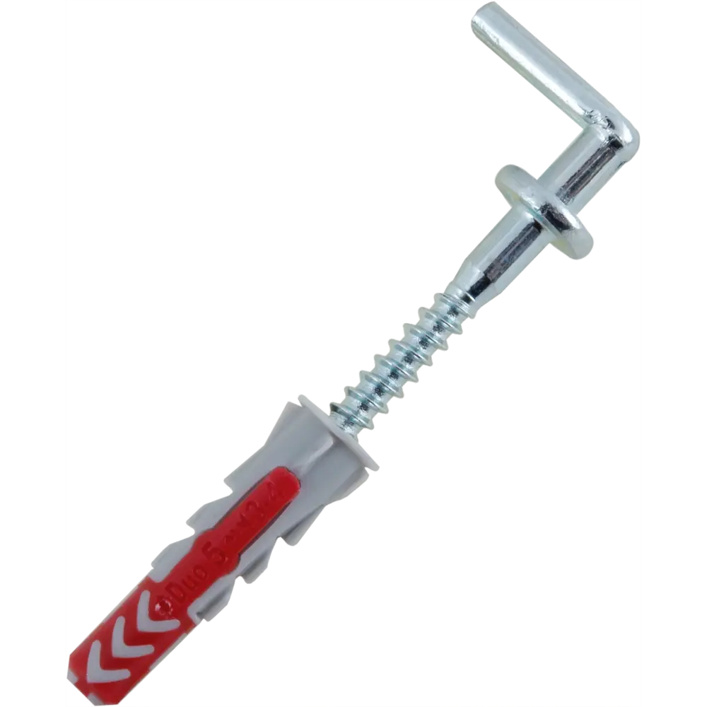 Дюбель для всех типов стен DuoPower 5x25 мм крюк прямой цвет серый/красный 8 шт FISCHER STLM-2105276