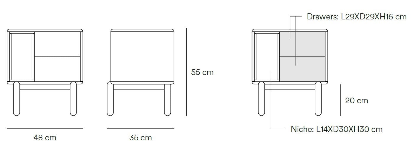 Прямоугольная прикроватная тумбочка из МДФ с ящиками TEULAT Corvo ARCH-00038420 - Вид №21