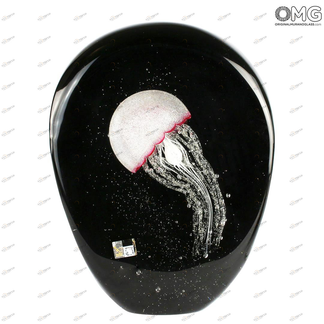 4585 ORIGINALMURANOGLASS Скульптура-лампа LED Розовая медуза - муранское стекло OMG 25 см 