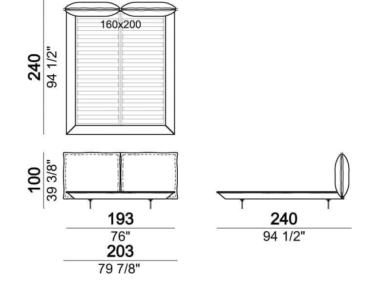 Двуспальная кровать с мягким изголовьем In Stock Arketipo ARCH-00128111 - Вид №4
