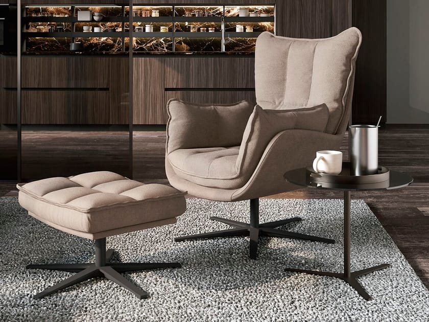 Тканевое вращающееся кресло с подлокотниками Febal Casa SHIRLEY ARCH-00118965