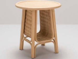 Orchid Edition Высокий круглый стол из ротанга с полкой для журналов