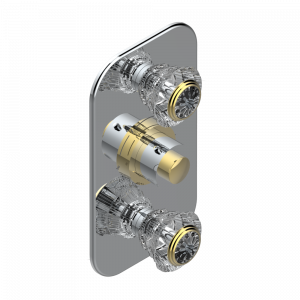 A41-5400BE Накладка с ручкой регулировки температуры и двумя маховиками для термостатического смесителя 5400AE Thg-paris Dahlia Хром/золото