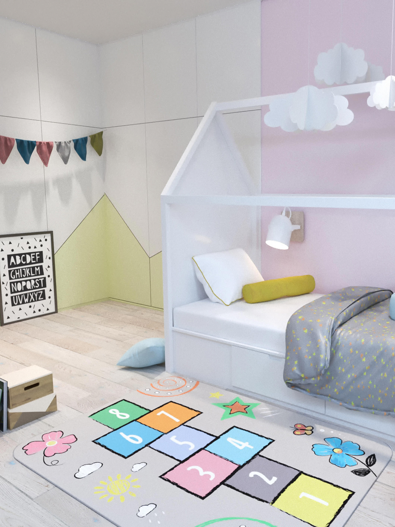 Детский игровой коврик 160х120 см "Классики на светлом" БЕЛЬМАРКО  351576 Серый Santreyd  - Вид №4