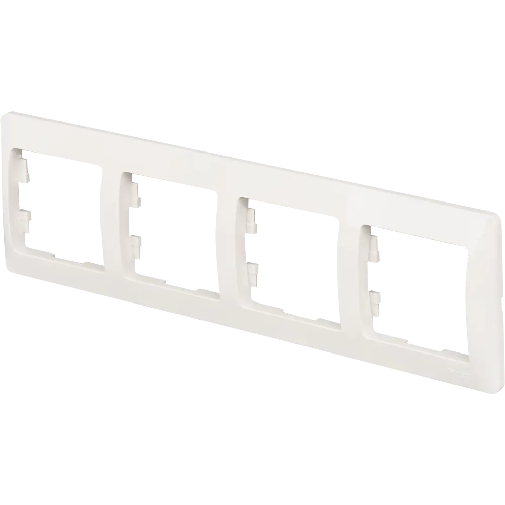 Рамка для розеток и выключателей Systeme Electric Glossa 4 поста четверная цвет молочный STLM-2111999 - Вид №1