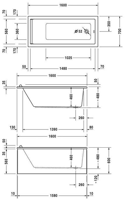 Duravit Прямоугольная акриловая ванна Starck 700333 - Вид №4