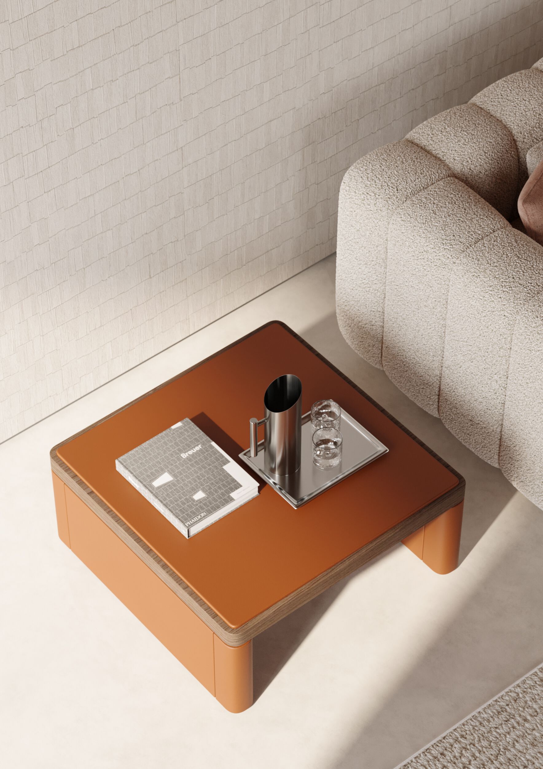 Квадратный кожаный журнальный столик PROF Flow ARCH-00043732 - Вид №17