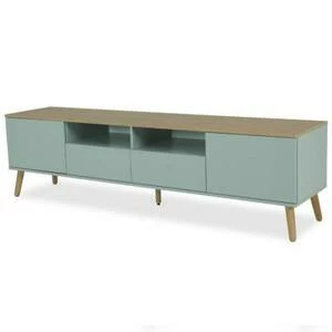 Тумба под ТВ Tenzo Dot, 54х192х43 см, дуб, светло-зеленая