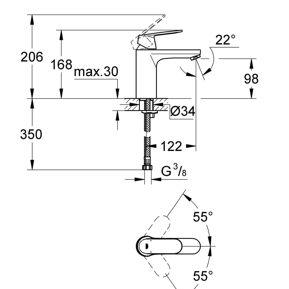 Смеситель для раковины Grohe Eurosmart Cosmo 23327000 однорычажный цвет хром STLM-2148627 - Вид №7