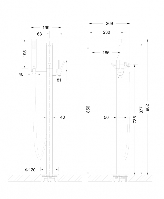 Отдельностоящий смеситель (черный) ARC F66061K-B3-ENG bravat - Вид №1