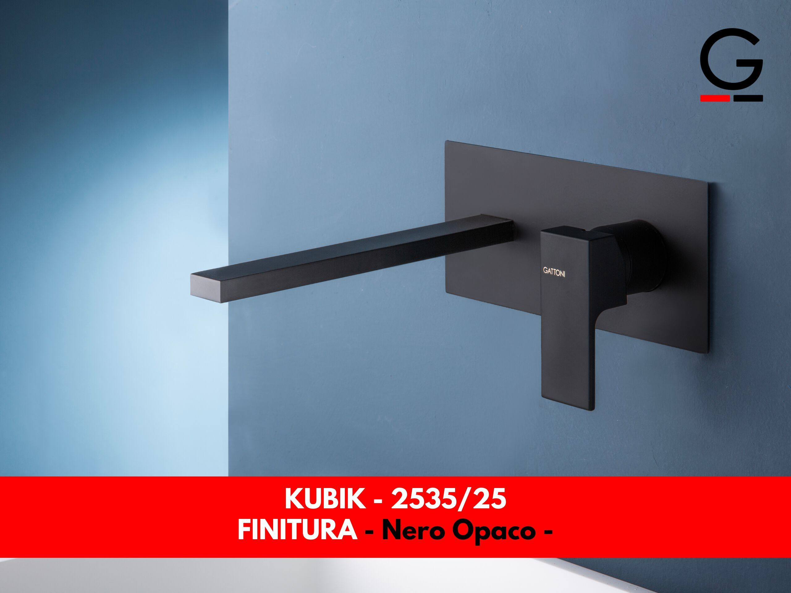 Настенный смеситель для раковины с пластиной GATTONI Kubik ARCH-00014580 - Вид №1