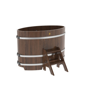 1272 Купель овальная из дуба 0,80х1,42х1,0 морёная Alyarus