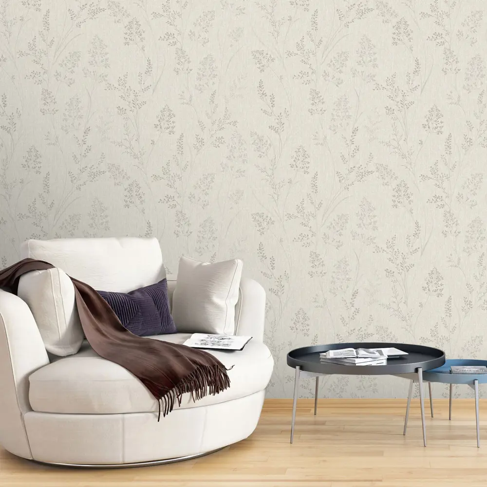 Обои флизелиновые Erismann Polly бежевые с растительным рисунком 1.06 м 89425681 STLM-1563147 - Вид №4