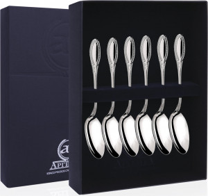 10620831 Аргента (Россия) Набор кофейных ложек 6пр "Император" +футляр Серебро 925