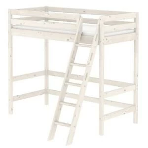 Кровать Flexa Classic высокая с наклонной лестницей, белая, 190 см