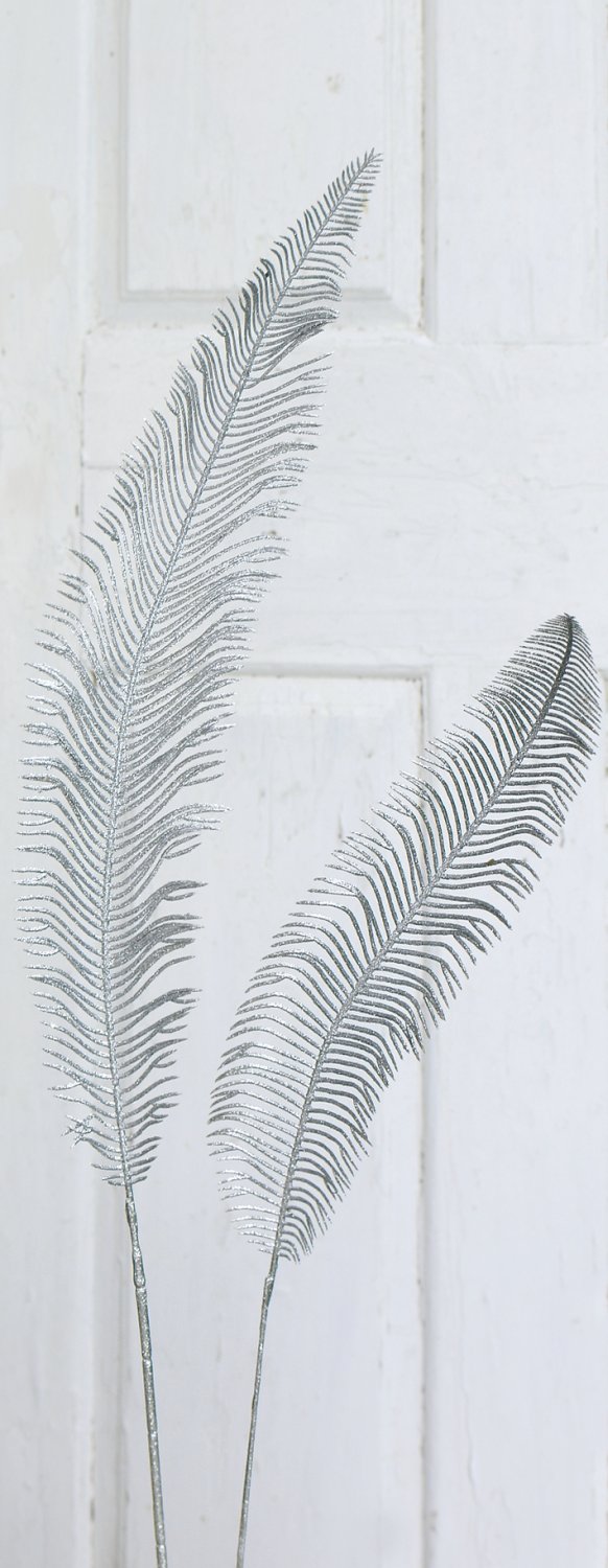 1446 996 a2 Искусственный стебель папоротника с глиттером, 78 см, серебристый H-andreas 