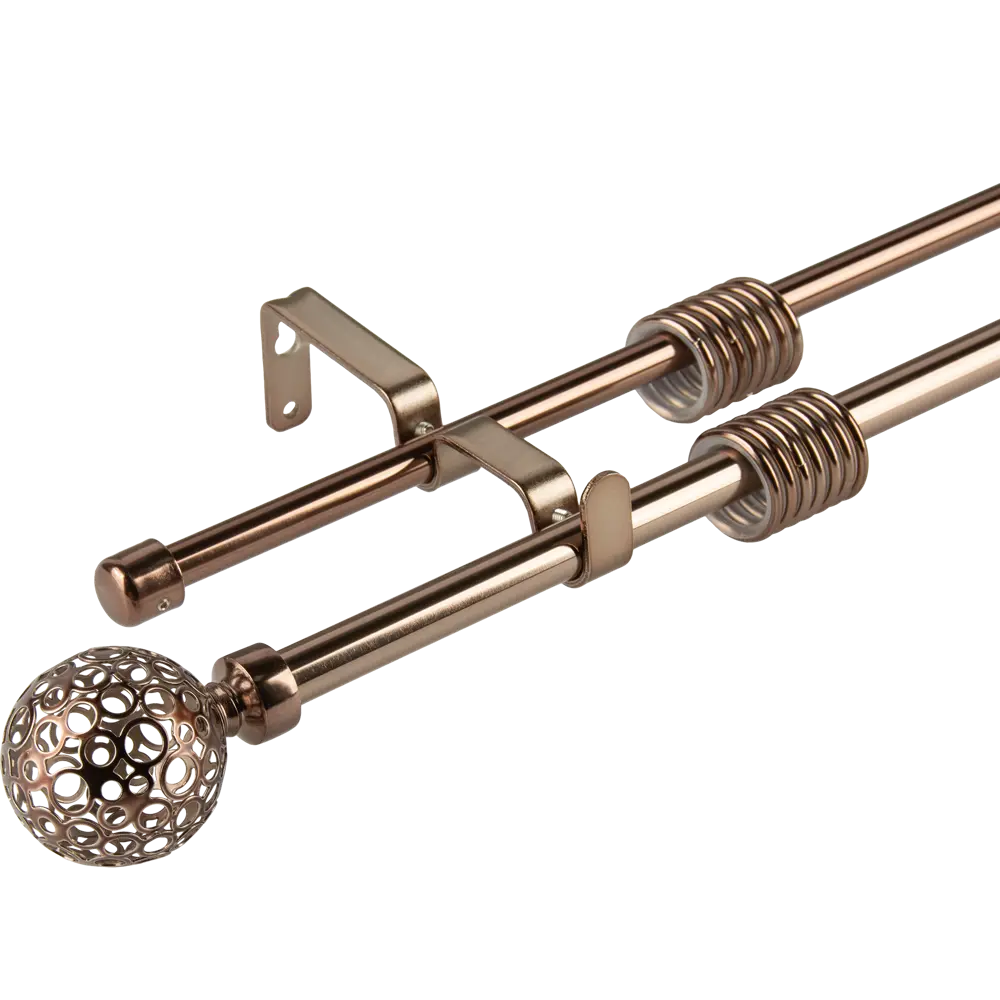 Карниз раздвижной двухрядный Inspire 160-300 см наконечник шар цвет коньячный 82544733 STLM-2074536 