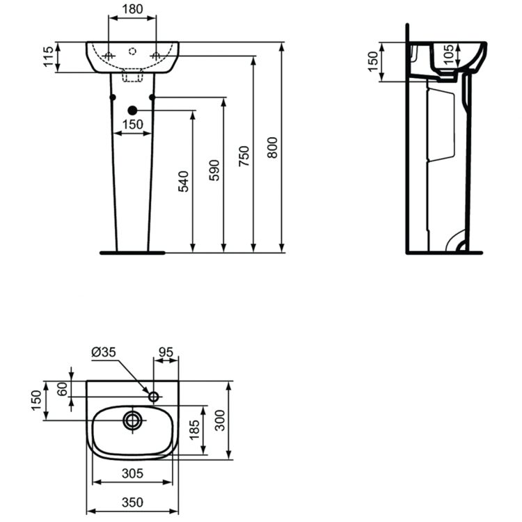 T471401 Колонна малая для раковины 40 см Ideal Standard Ideal Standard i.life A  - Вид №7