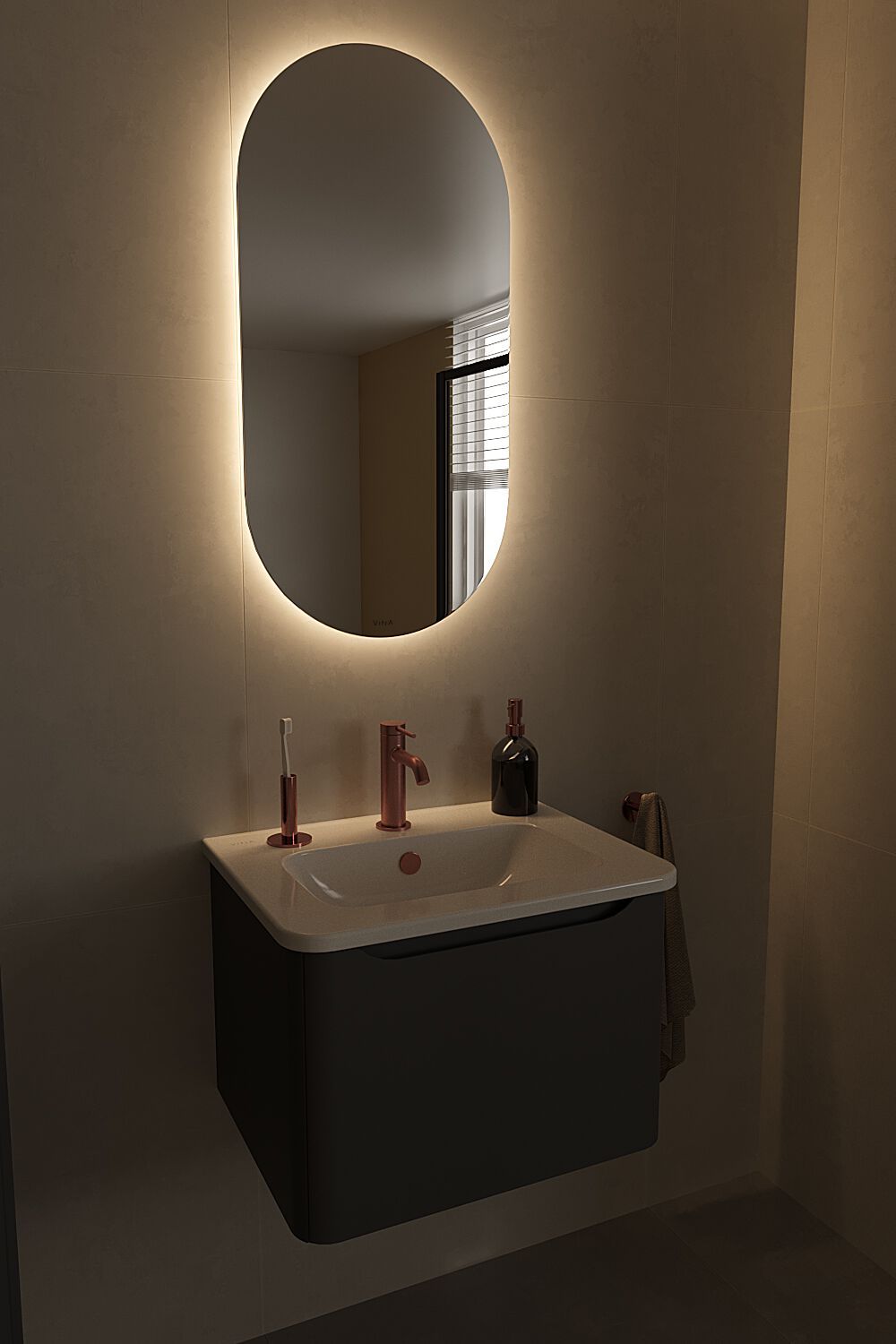 Подвесной шкаф для умывальника со встроенной раковиной VitrA Bathrooms Integra Round ARCH-00010550 - Вид №4