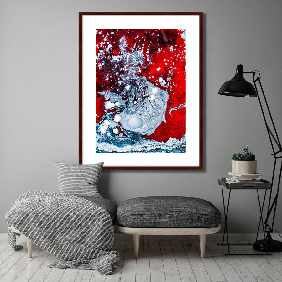 Фотокартина в деревянной раме 130х102 см Abstraction and the eternity of colors КАРТИНЫ В КВАРТИРУ  264766 Бежевый;белый;красный;разноцветный  - Вид №2