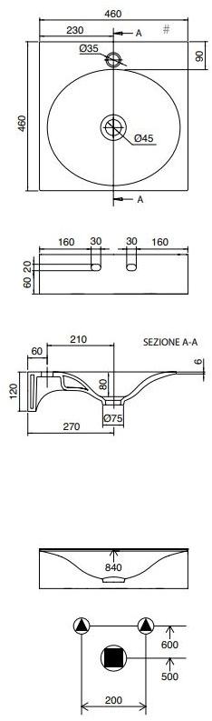 6101/6102 Подвесная раковина настенная овальная Scarabeo Ceramiche  белая  - Вид №4