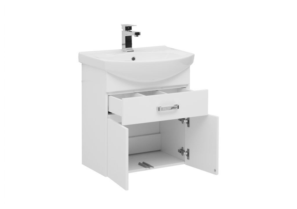 Тумба под раковину Aquanet Ирис 60 белый (1 ящик, 2 дверцы) sun-id-270536 - Вид №1