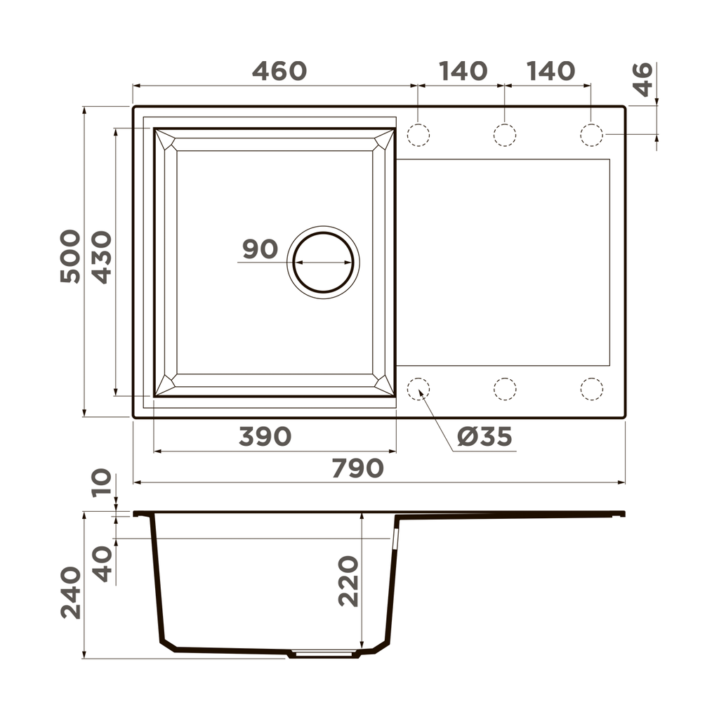 Кухонная мойка Sakaime 79 CH OMOIKIRI 4993283 - Вид №4