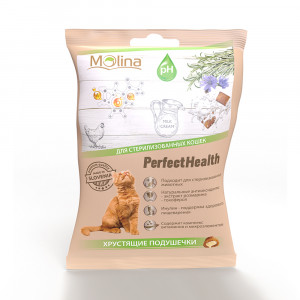ПР0058733 Лакомство для кошек Хрустящие подушечки для стерилизованных 50г Molina