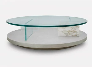MORADA Низкий круглый журнальный столик из дерева и стекла Puro Puro ctr