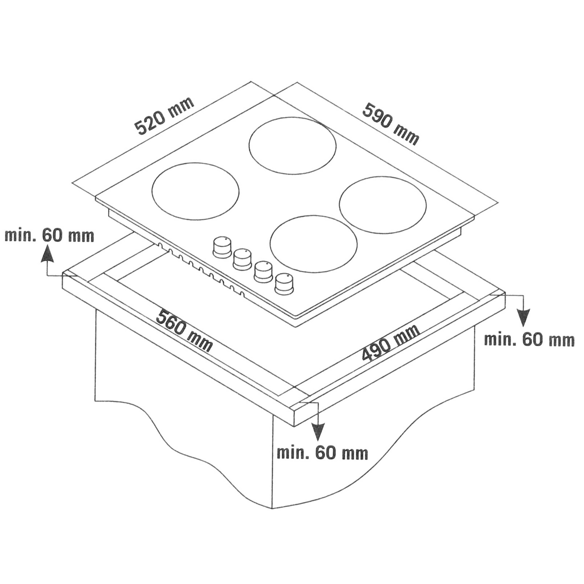 8180945 Газовая варочная поверхность Simfer H60H40S416 STDN-0053470 - Вид №6