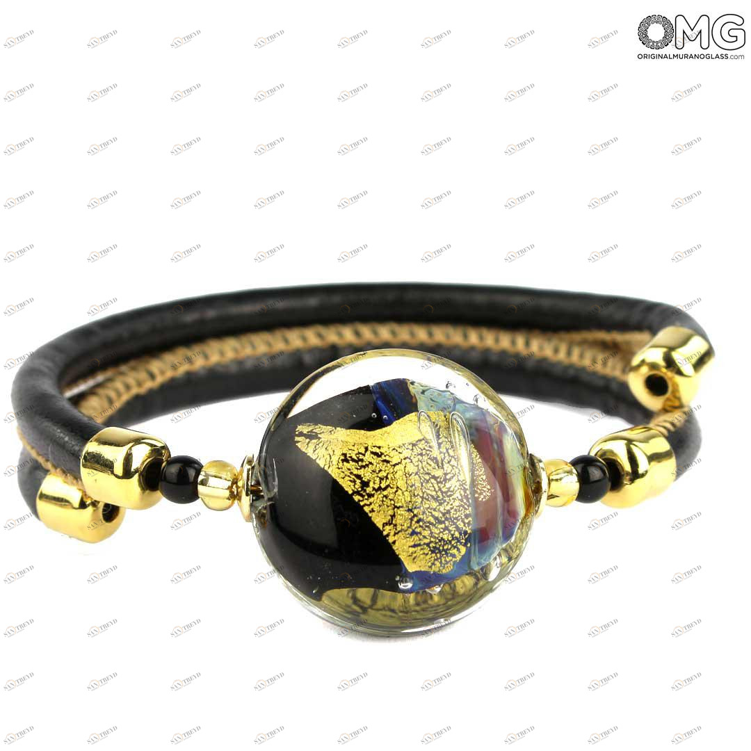 3758 ORIGINALMURANOGLASS Браслет Золотой Век - халцедоновое стекло - муранское стекло OMG 18 см 
