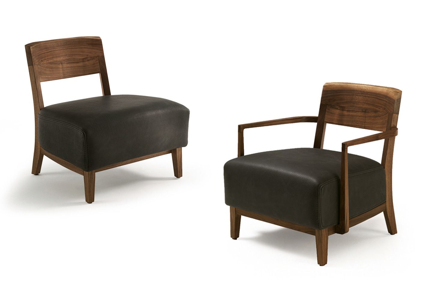 Кресло с подлокотниками из массива дерева и кожи Riva 1920 Wilma ARCH-00113250 - Вид №1