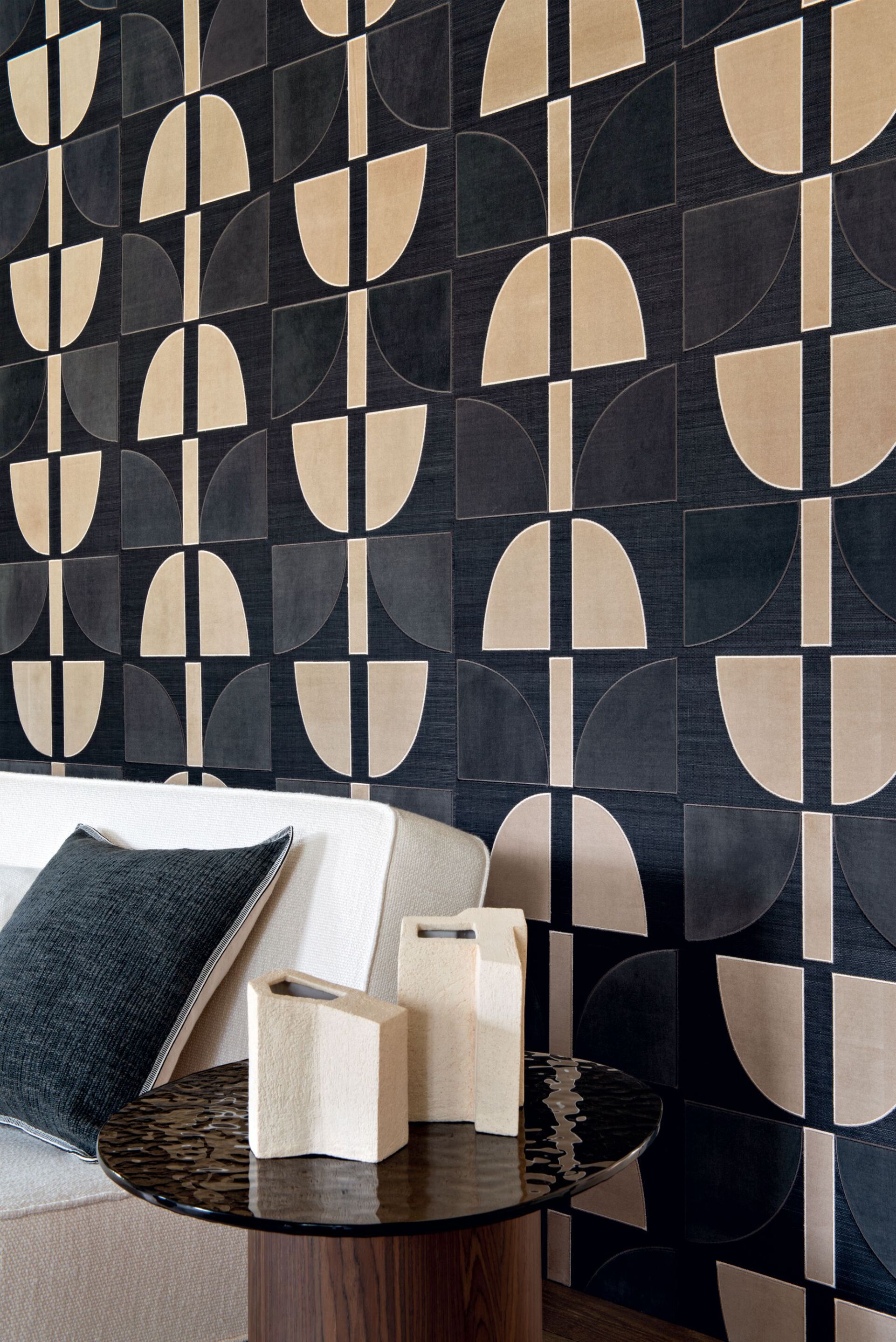 Вышитая настенная ткань с графическим рисунком Casamance Hikari ARCH-00046747 - Вид №4