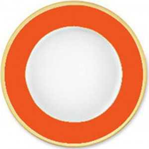 74052 Haviland Тарелка десертная 16см "Китайский лак, золотой кант" (оранж) Фарфор, Керамика