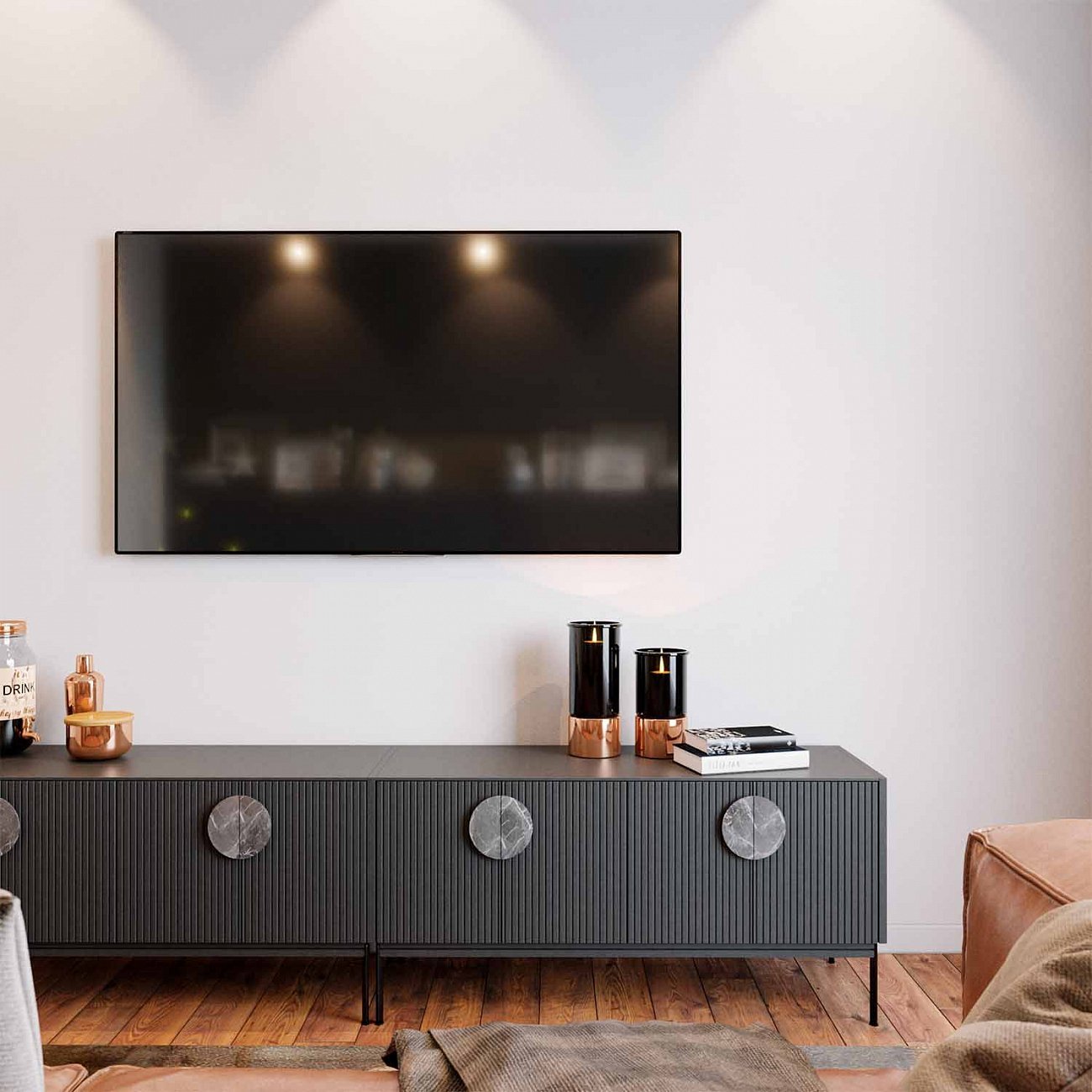 Тумба под телевизор с дверцами 61х246 см серая Alto BRAGIN DESIGN LIVING 00-3862435 Серый - Вид №1