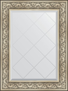 BY 4123 Зеркало с гравировкой в багетной раме - барокко серебро 106 mm EVOFORM Exclusive-G