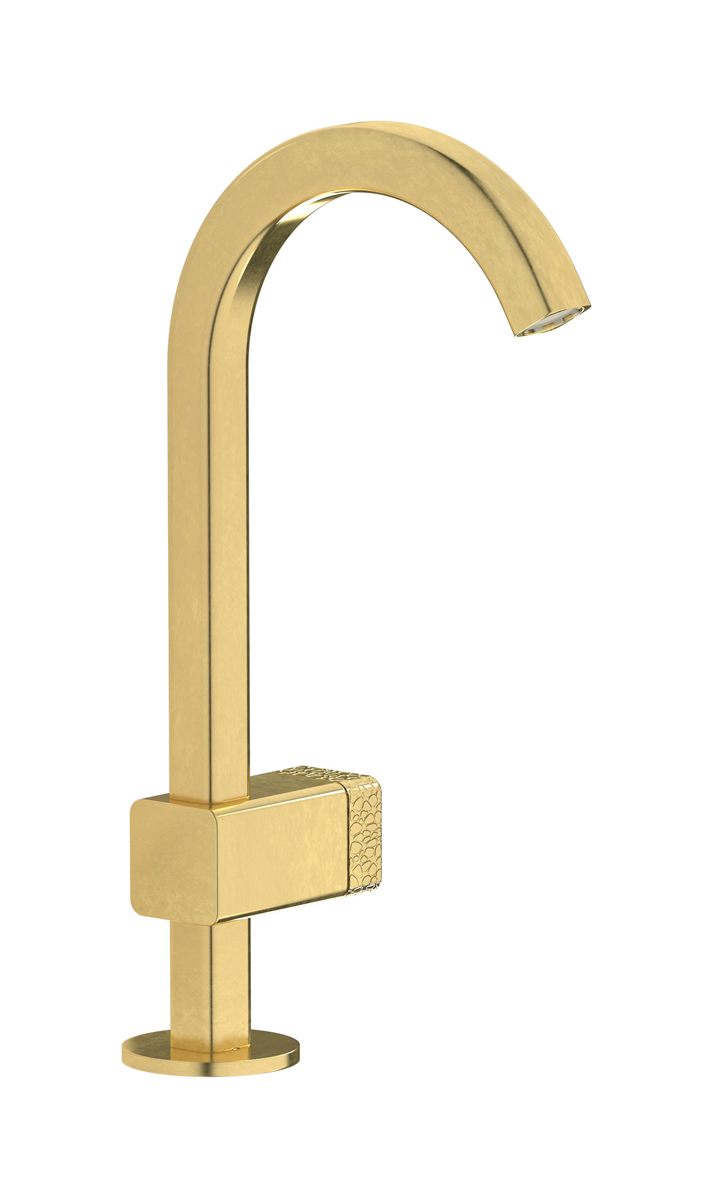 Монорычажный прогрессивный смеситель на раковину в комплекте с донным клапаном. WE ARE IB eo200on_2 Natural Brass Elio