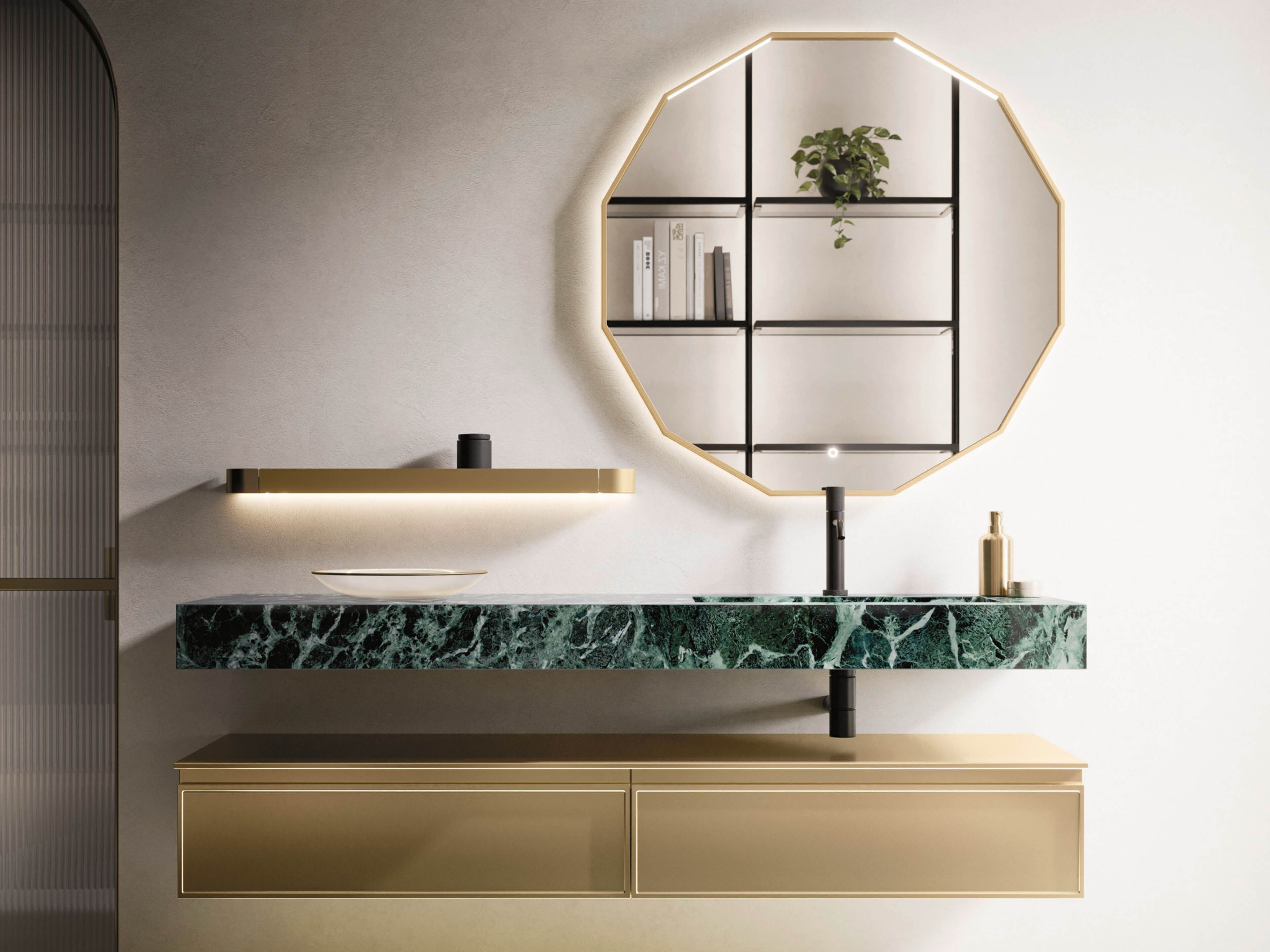 Подвесной умывальник с ящиками Arbi Arredobagno декор ARCH-00046270