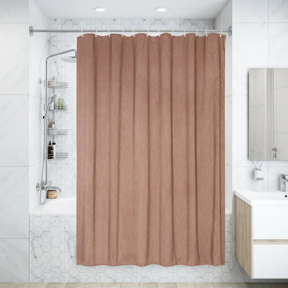 Штора для ванной Swensa Leda 180x200 см полиэстер цвет оранжевый 83860571 STLM-2040168 BSC-90