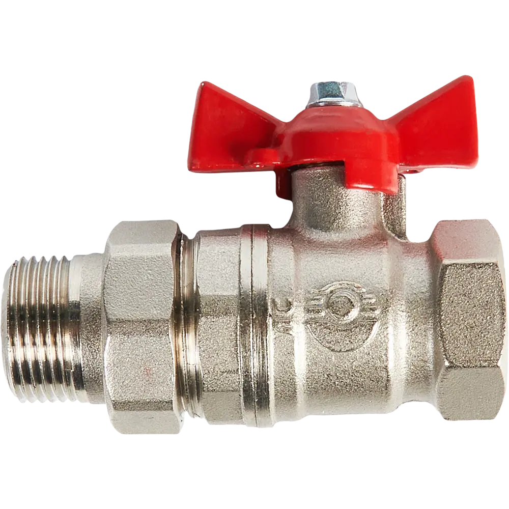 84505430 Кран шаровой с американкой прямой Valfex DN20 PN24 3/4" ВР/НР ручка бабочка латунь STLM-1504722  - Вид №1