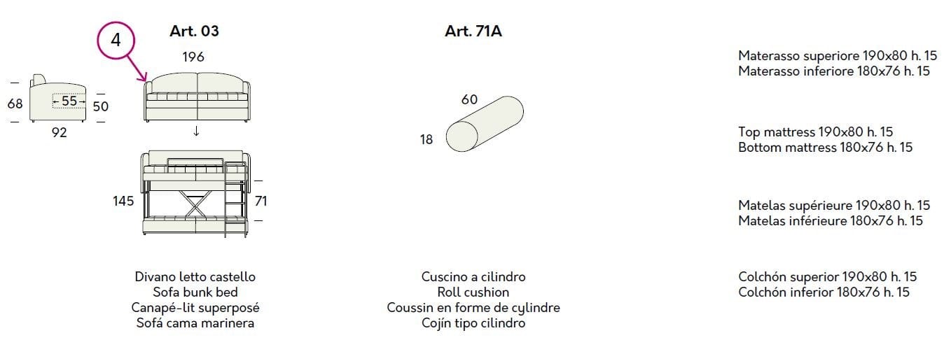 Ткань двухъярусный диван-кровать Felis Day &amp ARCH-00089667 - Вид №5