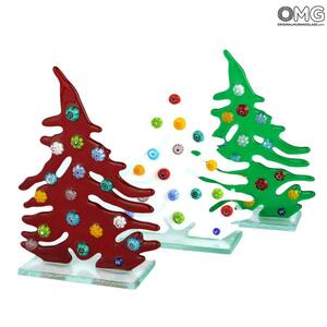 3649 ORIGINALMURANOGLASS Пресс-папье Новогодняя Ёлка с миллефиори - муранское стекло OMG 4 см
