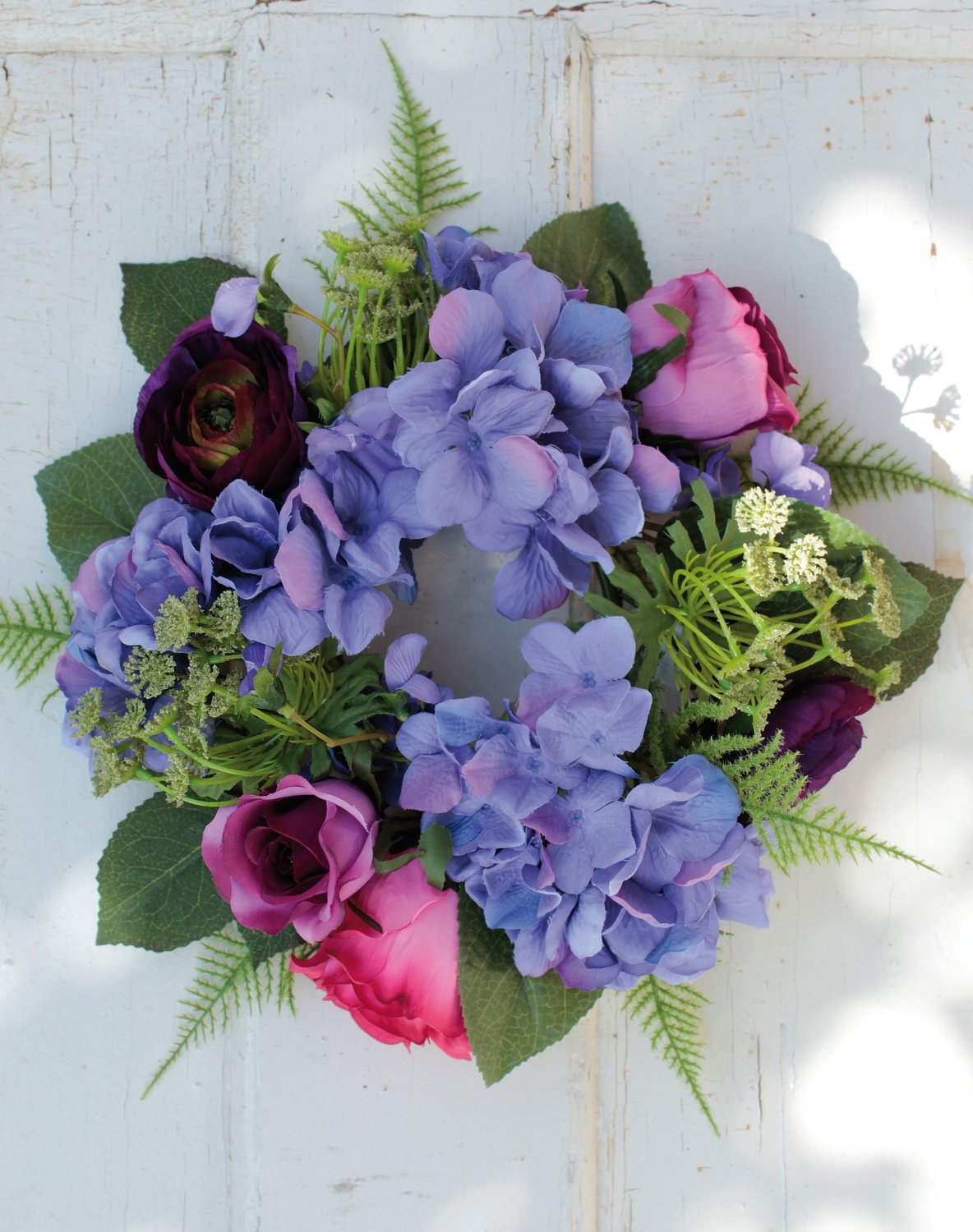 2646 254 a3 Искусственный венок 'Лютик / роза / гортензия' Ø 30 см, сиреневый H-andreas 